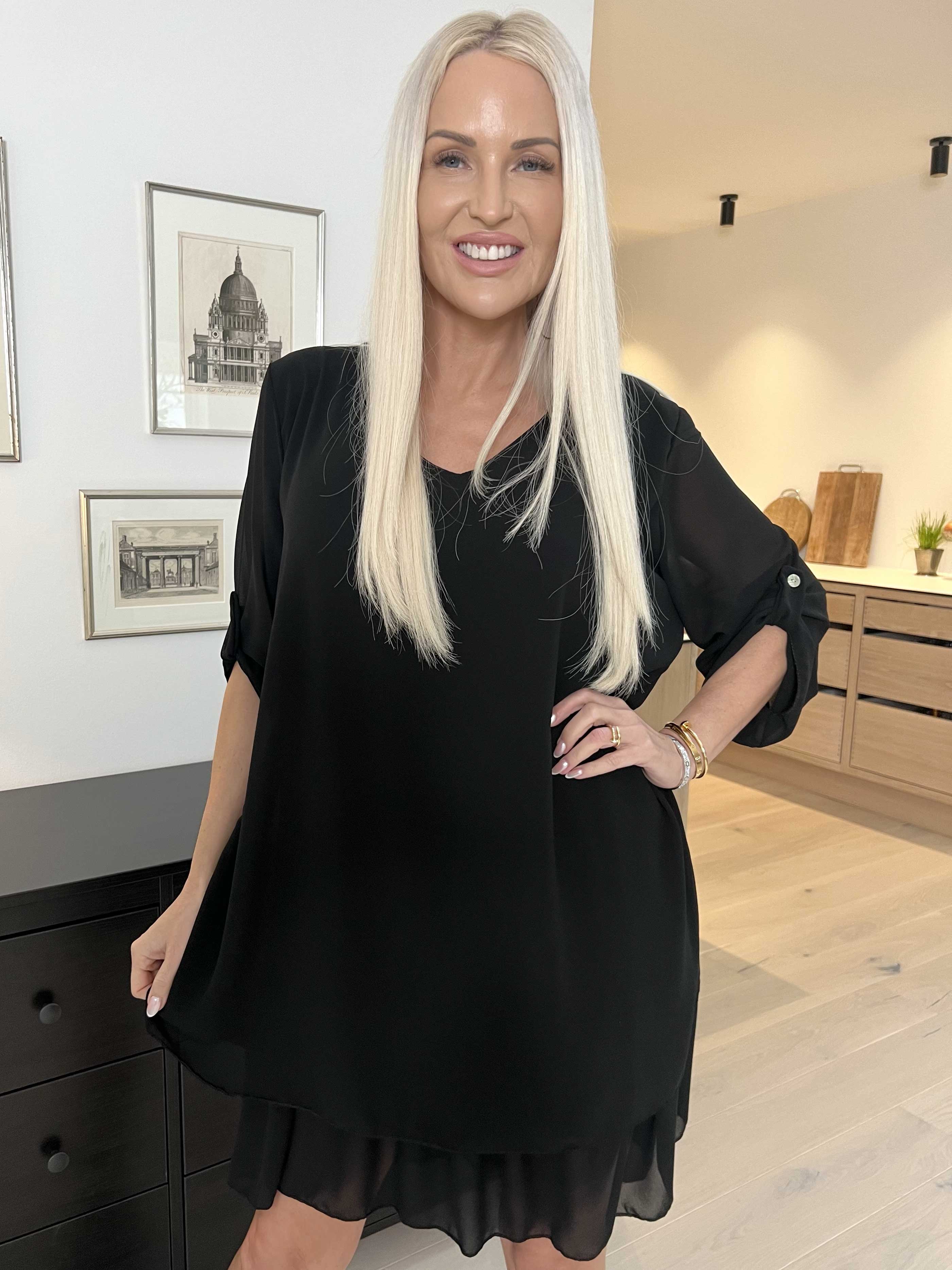 Jill - Chiffongtunika med underkjol i viskos